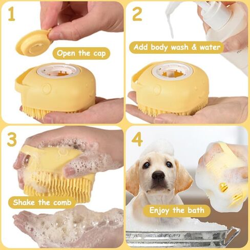yellow，Pet grooming dog bath Brush, Gentle Massage bath grooming brush in Saudi Arabia