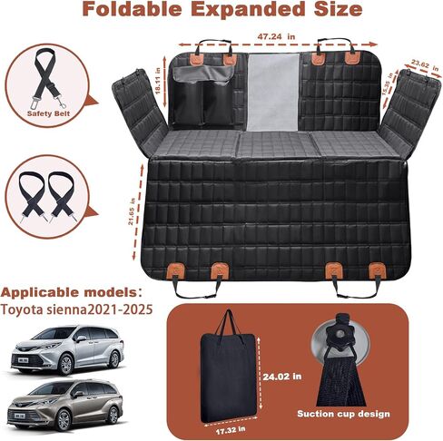 For Toyota Sienna Accessories 2025 Dog Car Seat Cover - Back Seat Extender Hard Bottom Seat Cover Dog Hammock Heavy Duty, Anti-Scratch & Waterproof Pet 3nd Row Seat Mat Protector for Sienna 2021-2025 in Saudi Arabia
