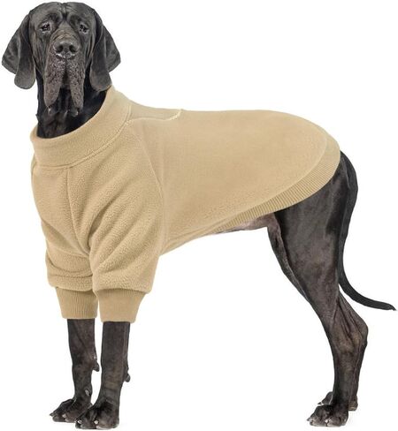 QBLEEV Dog Hoodie for Small Medium Large Dogs, Soft Fleece Pullover Dog Sweatshirt with Zipper, Winter Warm Hooded Sweatshirt Clothes for Daily Wear, Pet Cold Weather Clothing, Beige, XL in Saudi Arabia
