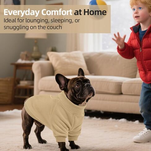 QBLEEV Dog Hoodie for Small Medium Large Dogs, Soft Fleece Pullover Dog Sweatshirt with Zipper, Winter Warm Hooded Sweatshirt Clothes for Daily Wear, Pet Cold Weather Clothing, Beige, XL in Saudi Arabia