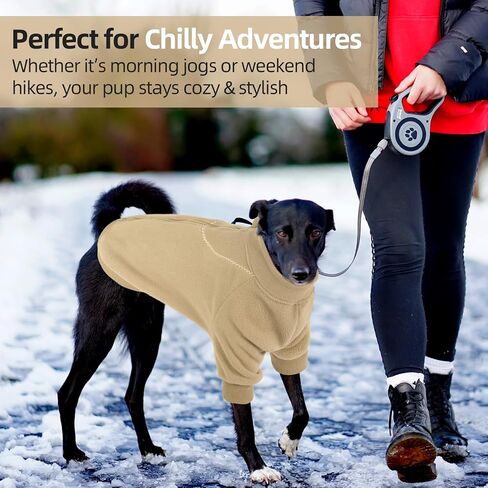 QBLEEV Dog Hoodie for Small Medium Large Dogs, Soft Fleece Pullover Dog Sweatshirt with Zipper, Winter Warm Hooded Sweatshirt Clothes for Daily Wear, Pet Cold Weather Clothing, Beige, XL in Saudi Arabia
