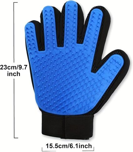 Pet Grooming Gloves for Cats and Dogs 1 Pair 2-in-1 Deshedding Brush and Massage Mitt Efficient Hair Remover Glove for Shedding and Bathing Safe for All Breeds Deep Blue in Saudi Arabia