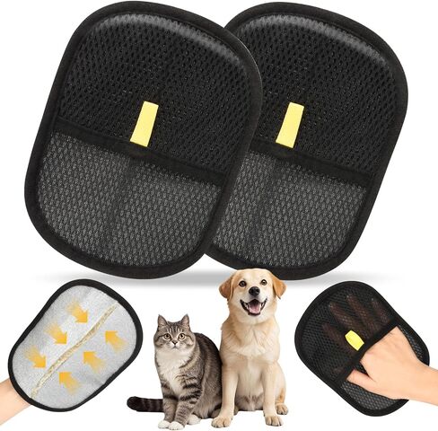 2 Pack Pet Hair Removal Glove for Dogs & Cats, Electrostatic Magic Brush for Pet Hair Removal, Reusable Grooming Glove Remover Tool for Clothing, Couch, Carpet, Car Seats, Furniture in Saudi Arabia