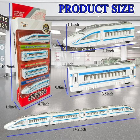 OTONOPI Toy Train Set Subway Bullet Train High Speed Locomotive Engine Die Cast Model Car for Kids Pack of 4 in Kuwait