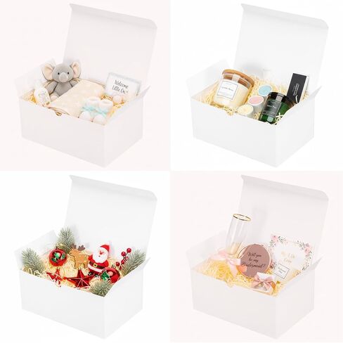 UnicoPak 24 Pcs Gift Boxes 9x6x4 Inches, White Gift Boxes with Lids for Presents, Gift Box for Birthday Wedding Bridesmaid Proposal Celebration Holidays Christmas in Kuwait