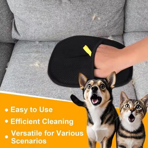 1PC Reusable Pet Hair Removal Gloves, Double-Sided Electrostatic Grooming Gloves for Cats Dogs, Furniture, Car Seat, Couch Fur Remover Tool​, Black in Saudi Arabia