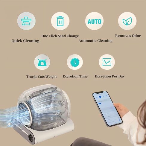 Automatic Cat Litter Box Large Capacity for Multiple Cats,Intelligent Self-Cleaning Cat Litter Box with APP Control, Self Cleaning Large Cat Toilet, Automatic Cleaning, One Click Sand Change in Saudi Arabia