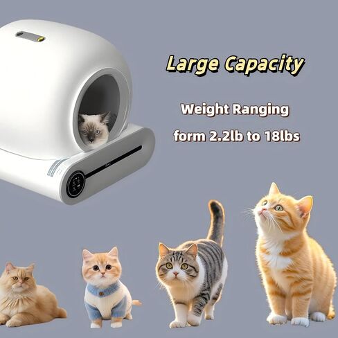 Automatic Cat Litter Box Large Capacity for Multiple Cats,Intelligent Self-Cleaning Cat Litter Box with APP Control, Self Cleaning Large Cat Toilet, Automatic Cleaning, One Click Sand Change in Saudi Arabia