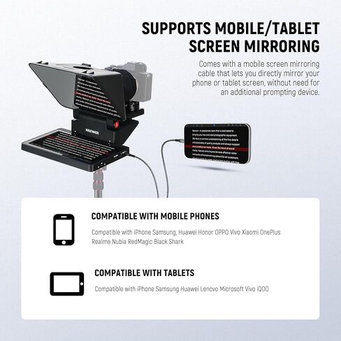 NEEWER Teleprompter X17 II مع جهاز تحكم عن بعد/APP RT113، 17 بوصة HD Beamsplitter جميع الإطارات المعدنية المحدثة للكاميرا ولوحة QR متوافقة مع Manfrotto 501PL iPad iPhone، أقصى تحميل 44.1Ib، بدون تجميع in Kuwait