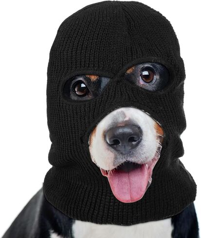 Dog Costume Halloween Christmas Funny Gangster Robbers Thieves Pet Cosplay Dog Ear Muffs Noise Protection Knitted Face Mask Warm Hat for Medium Large Pet in Saudi Arabia