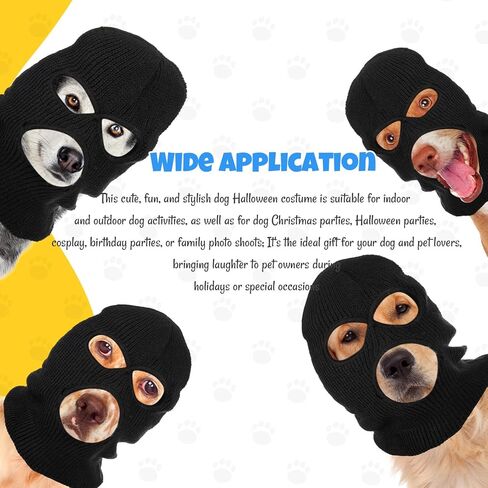 Dog Costume Halloween Christmas Funny Gangster Robbers Thieves Pet Cosplay Dog Ear Muffs Noise Protection Knitted Face Mask Warm Hat for Medium Large Pet in Saudi Arabia