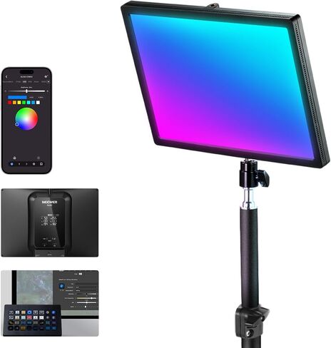 NEEWER GL25B 12.9 بوصة ضوء مفتاح متدفق، 2.4G RT100 جهاز التحكم عن بعد والكمبيوتر/Mac APP التحكم 25W 2300Lux/0.5m 2900K–7000K CRI98+ حافة عاكسة للضوء تنبعث من كاميرا ويب صامتة مع حامل مكتب وجهاز إرسال USB in Kuwait
