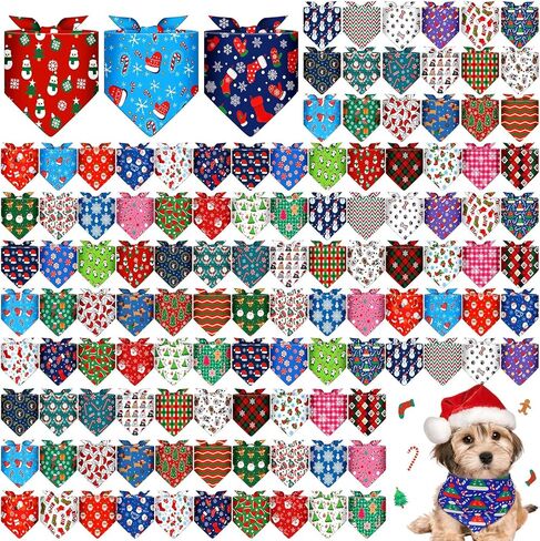 Sanwuta 120 pcs paw print dog bandanas bulk pet الأوشحة الأليفة قابلة للتعديل لينة لطيفة الكلب مثلث الوشاحات للكلاب الصغيرة المتوسطة القطط جرو كبير in Kuwait