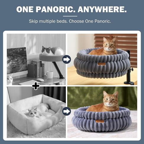 Cat Desk Bed, Desk-Mounted Cat's Perch with 360° Rotation & Adjustable Height, Supports Up to 40LBS, Desktop/Flat Surface Use, Cozy Elevated Kitten Hammock/Nest for Indoor Cats & Home Office in Saudi Arabia