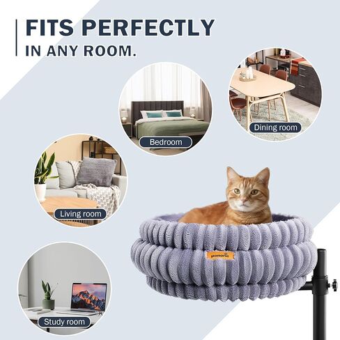 Cat Desk Bed, Desk-Mounted Cat's Perch with 360° Rotation & Adjustable Height, Supports Up to 40LBS, Desktop/Flat Surface Use, Cozy Elevated Kitten Hammock/Nest for Indoor Cats & Home Office in Saudi Arabia