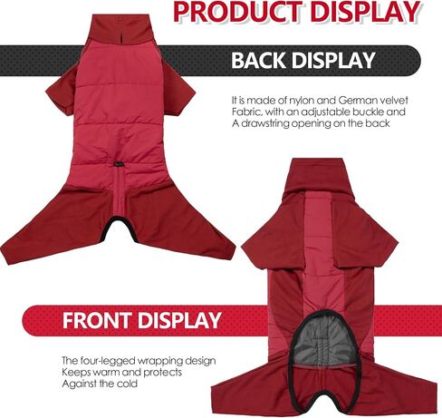 XL Dog Jacket for Winter, Dog Onesies for Large Dogs Waterproof, Pullover Fullbody Clothes Jumpsuit, Fleece Cold Weather Coats Pajamas, Four-Legged Snowsuit with Leash Hole, XL Grey in Saudi Arabia