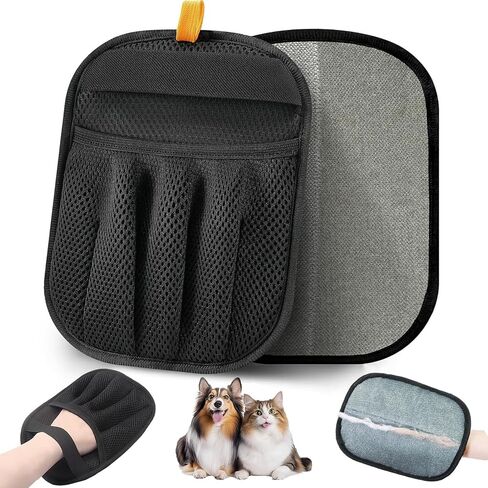 2-Pack Electrostatic Pet Hair Removal Gloves - Reusable Grooming & Cleaning Gloves for Dogs and Cats, Furniture, Clothing, Car Interiors, Beds & Couches (Fit All Hand Sizes) in Saudi Arabia