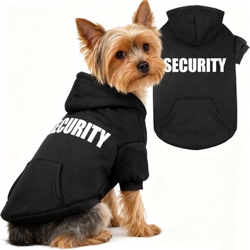 Cute Security Dog Costume, Security Hoodie Puppy Winter Spring Coat All Weather Clothes Halloween Cosplay Clothes Sweaters Outfits Pullover Pets' Sweatshirt Hoodies with Pocket for Small Dog S in Saudi Arabia