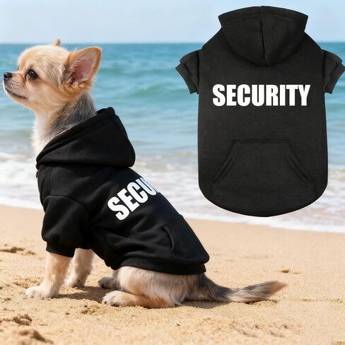 Cute Security Dog Costume, Security Hoodie Puppy Winter Spring Coat All Weather Clothes Halloween Cosplay Clothes Sweaters Outfits Pullover Pets' Sweatshirt Hoodies with Pocket for Small Dog S in Saudi Arabia