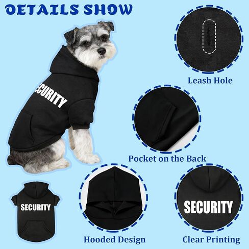 Cute Security Dog Costume, Security Hoodie Puppy Winter Spring Coat All Weather Clothes Halloween Cosplay Clothes Sweaters Outfits Pullover Pets' Sweatshirt Hoodies with Pocket for Small Dog S in Saudi Arabia
