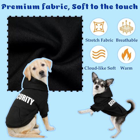 Cute Security Dog Costume, Security Hoodie Puppy Winter Spring Coat All Weather Clothes Halloween Cosplay Clothes Sweaters Outfits Pullover Pets' Sweatshirt Hoodies with Pocket for Small Dog S in Saudi Arabia