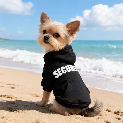 Cute Security Dog Costume, Security Hoodie Puppy Winter Spring Coat All Weather Clothes Halloween Cosplay Clothes Sweaters Outfits Pullover Pets' Sweatshirt Hoodies with Pocket for Small Dog S in Saudi Arabia