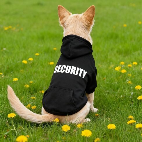 Cute Security Dog Costume, Security Hoodie Puppy Winter Spring Coat All Weather Clothes Halloween Cosplay Clothes Sweaters Outfits Pullover Pets' Sweatshirt Hoodies with Pocket for Small Dog S in Saudi Arabia