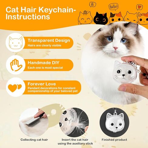 مجموعة واحدة من سلسلة مفاتيح لتخزين شعر القطط وإطار للصور، وسلسلة مفاتيح من فراء الحيوانات الأليفة، وحلية الذاكرة، وتذكار تذكاري لشعر الحيوانات الأليفة، هدية لمحبي القطط (نمط محبب) in Kuwait