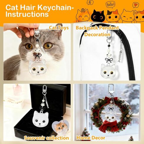 مجموعة واحدة من سلسلة مفاتيح لتخزين شعر القطط وإطار للصور، وسلسلة مفاتيح من فراء الحيوانات الأليفة، وحلية الذاكرة، وتذكار تذكاري لشعر الحيوانات الأليفة، هدية لمحبي القطط (نمط محبب) in Kuwait