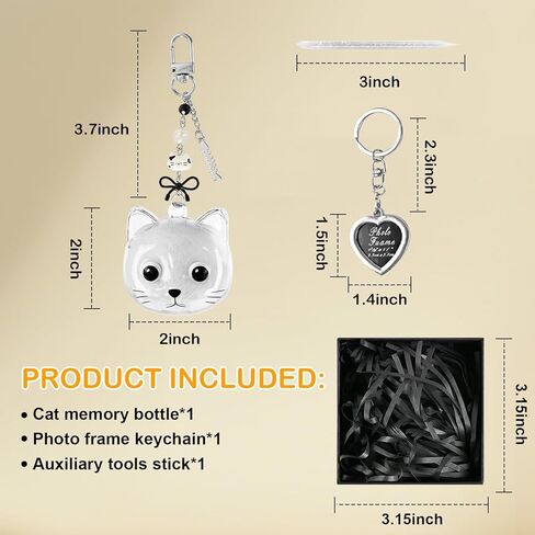 مجموعة واحدة من سلسلة مفاتيح لتخزين شعر القطط وإطار للصور، وسلسلة مفاتيح من فراء الحيوانات الأليفة، وحلية الذاكرة، وتذكار تذكاري لشعر الحيوانات الأليفة، هدية لمحبي القطط (نمط محبب) in Kuwait