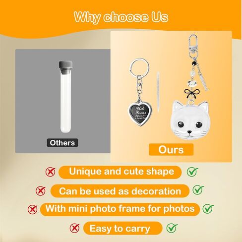 مجموعة واحدة من سلسلة مفاتيح لتخزين شعر القطط وإطار للصور، وسلسلة مفاتيح من فراء الحيوانات الأليفة، وحلية الذاكرة، وتذكار تذكاري لشعر الحيوانات الأليفة، هدية لمحبي القطط (نمط محبب) in Kuwait