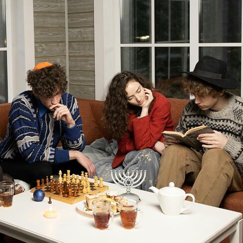 The Dreidel Company Mini Electric Menorah Traditional LED Travel Menora, Batteries or USB Powered, Micro USB 4' Cable Included (Blue) in Kuwait