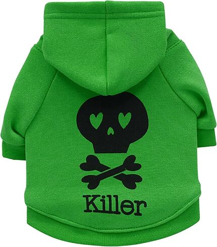 Cat Clothes Halloween Cosplay Hooded Sweater Spooky Skeleton Pullover Outfit for Pet Easter Warmth Winter Puppy Coat Cute Thicker Dogs Hoodies Clothes Black Medium in Kuwait