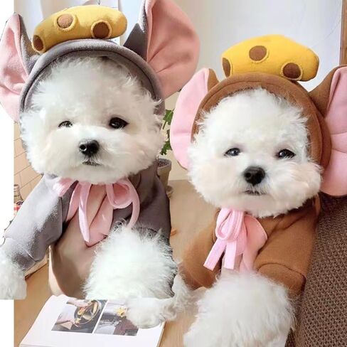 Dog Hoodies Cat Clothes Autumn Winter Sweatshirts Teddy Bulldog Bulldog Clothing Can Transform Into Frog Elk Mouse (Green Frog,M) in Saudi Arabia