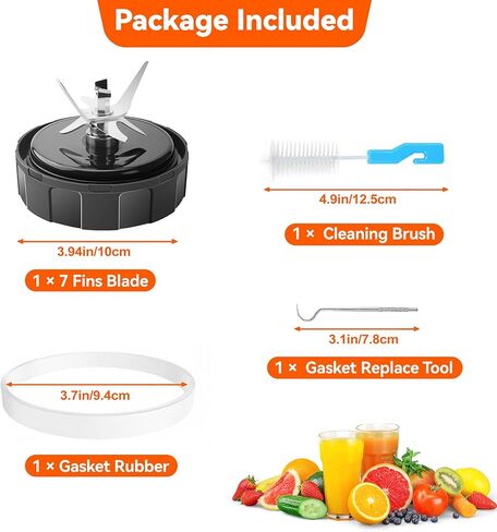 شفرة بديلة SS101 لخلاط النينجا، 4 بوصة/10 سم، شفرة خلاط 7 زعانف لخلاط الطاقة Nutri Ninja Foodi SS100 SS101C SS150 SS300 SS350 SS351 SS400 CO101B CO150B CO351B، مع خطاف وفرشاة وحشية in Kuwait