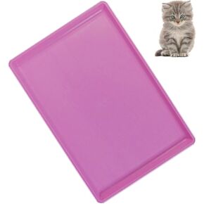 Pet Food Mat Waterproof Rubber for Replacement Tray Dog Crate Cages Crates Avoid Water or Spilling Out Dishwasher Safe Pink 22.8" LX16.3 WX1.2 H in Saudi Arabia