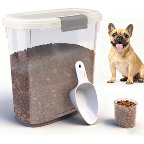 حاوية تخزين طعام الكلاب سعة 8 رطل مع مغرفة من WBKTOOL - حاوية طعام القطط محكمة الغلق - حاوية طعام الحيوانات الأليفة بقفل بإبزيم للكلاب والقطط والطيور - حاوية طعام الكلاب الجافة والحافظة الطازجة - أزرق ملكي in Kuwait