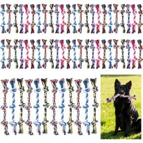 60 Pcs Knot Rope Dog Toys Multi Color Puppy Chew Toy for Dental Dog Teething Toys 48Pcs 2 Knot and 12Pcs 3 Knot Dog Tug Set for Small and Medium Dogs Aggressive Chewers Supplies in Saudi Arabia