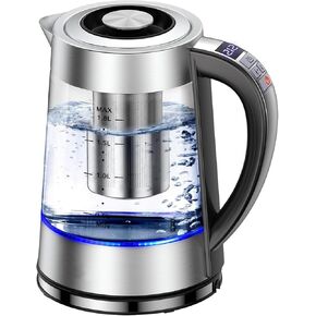 Electric Kettle with Temperature Control for Tea and Coffee, 1.8L 1500W, Keep Warm - Removable Infuser, Glass Tea Kettle Hot Water Boiler, BPA Free, Auto Shut Off, Boil-Dry Protection, Stainless Steel in Saudi Arabia