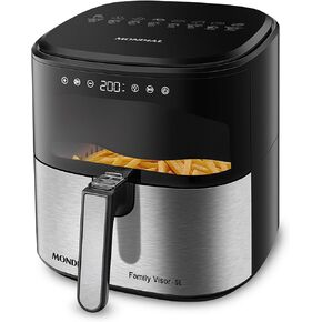 مونديال - مقلاة هوائية رقمية بحاجب إينوكس سعة 5.3 كيو تي - قوة عالية ولمسة نهائية أنيقة من الفولاذ المقاوم للصدأ - أسود وإينوكس in Kuwait