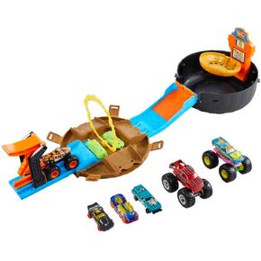 Hot Wheels Monster Trucks Stunt Tire Playset With 3 Toy Monster Trucks & 4 Hot Wheels Toy Cars in 1:64 Scale [Amazon Exclusive] in Kuwait
