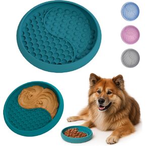 يامي وعاء لعق حصيرة للكلاب والقطط، أوعية التغذية البطيئة، وحدة التغذية البطيئة للقطط، ألعاب إثراء الكلاب مع كوب شفط لتخفيف القلق، سيليكون صالح للطعام، مناسب لغسالة الأطباق، لجميع السلالات (أزرق مخضر داكن) in Kuwait