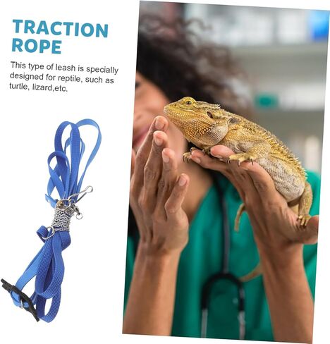 Adjustable Blue Turtle Leash Harness for Reptile Pets Small Safe Faux Material Walking Training Traction Rope for Turtles and Lizards in Saudi Arabia