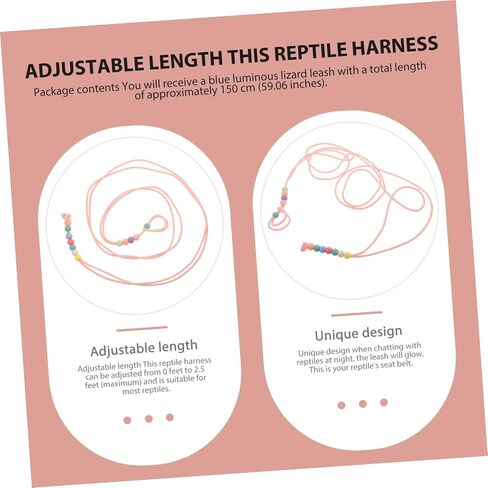 Adjustable Lizard Walking Rope Small Pet Reptile Traction Leash for Outdoor Training Dark Pink Harness Cable for Bearded Dragons and Other Small Reptiles in Saudi Arabia