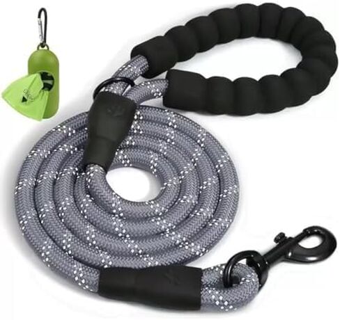 6.6 Ft Reflective Dog Leash with Comfortable Padded Handle，Double Heavy Duty Traction Nylon Rope for Dogs Cats- Enhance Safety and Control On Walks,Gray in Saudi Arabia