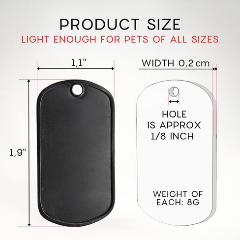 100 Pcs Black Blank Dog Tags 1.9 x 1.1 Inch – Stainless Steel Dog Tags Bulk for Crafting Engraving Laser Etching Military ID Tag Custom Keychains DIY Costume & Pet Use in Kuwait