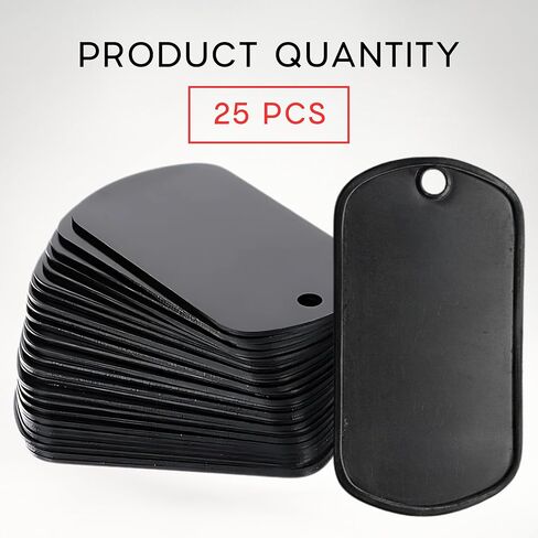 100 Pcs Black Blank Dog Tags 1.9 x 1.1 Inch – Stainless Steel Dog Tags Bulk for Crafting Engraving Laser Etching Military ID Tag Custom Keychains DIY Costume & Pet Use in Kuwait