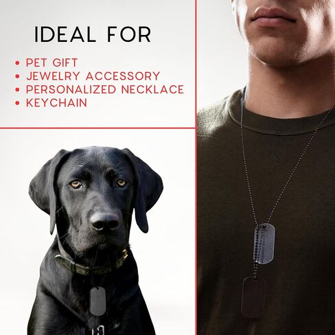 100 Pcs Black Blank Dog Tags 1.9 x 1.1 Inch – Stainless Steel Dog Tags Bulk for Crafting Engraving Laser Etching Military ID Tag Custom Keychains DIY Costume & Pet Use in Kuwait