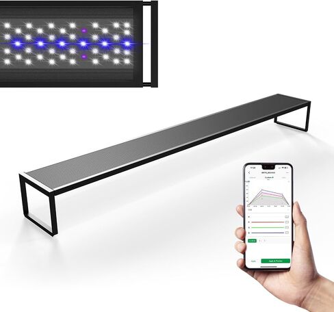 مصباح LED لحوض الأسماك التلقائي من سلسلة MagTool Brite مع مصابيح LED RGB+W يمكن التحكم فيها من خلال التطبيق، دعامة قابلة للتمديد بنمط ADA، يدعم ألوان شروق الشمس/غروب الشمس المخصصة في الأوضاع اليدوية/التلقائية/المخصصة (Brite 90) in Kuwait