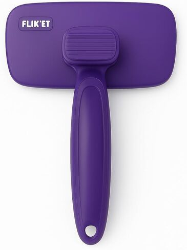 Flik'et Pet Brush for Dogs & Cats, Self Cleaning, Deshedding Grooming Tool for Long & Short Hair, Easy Hair Removal, Gentle Bristles, Ideal for Shedding, Detangling & Massage in Saudi Arabia